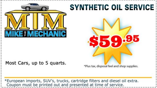 MTM Coupon Synthetic Oil Change